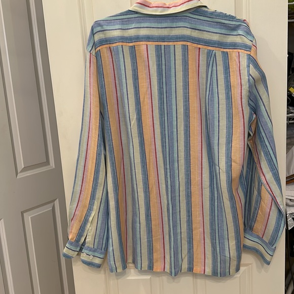 Facconable linen striped men’s button down shirt Large - Picture 5 of 5